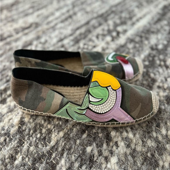 Marc Jacobs Multicolor Camouflage Print Fabric And Leather Patchwork Espadrille - Picture 1 of 8